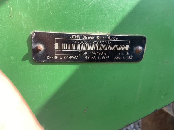 4. Борона дискова John Deere-637 с.н.NOX637004829 бірка Борона дискова John Deere-637