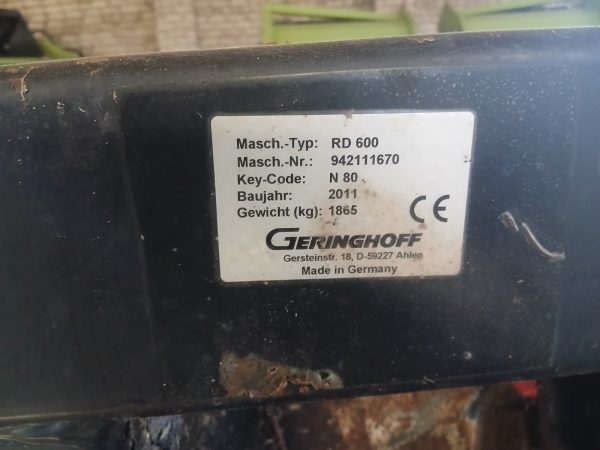 13. Жниварка кукурудзяна Geringhoff RD-5,6 №10001412 бірка Жниварка кукурудзяна Geringhoff RD-600